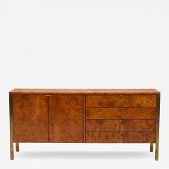 Milo Baughman Tomlinson Burl Walnut Credenza or Sideboard Brass Trim North Carolina 1960s - 4588509