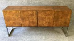 Milo Baughman Vintage Burl Wood Chrome Credenza by Milo Baughman Thayer Coggin Mid Century - 2618033