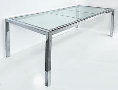 Milo Baughman Vintage Milo Baughman DIA Chrome Glass Dining Table Expandable with Leaf - 4397160