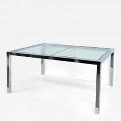 Milo Baughman Vintage Milo Baughman DIA Chrome Glass Dining Table Expandable with Leaf - 4399173