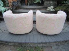 Milo Baughman Wonderful Pair Pucci Barrel Back Rolling Milo Baughman Style Lounge Chairs - 1234305