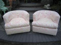 Milo Baughman Wonderful Pair Pucci Barrel Back Rolling Milo Baughman Style Lounge Chairs - 1234307