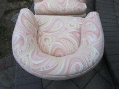 Milo Baughman Wonderful Pair Pucci Barrel Back Rolling Milo Baughman Style Lounge Chairs - 1234309