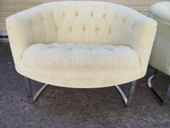 Milo Baughman Wonderful Pair of Milo Baughman Style Tufted Barrel Back Chrome Tub Chairs - 1360862