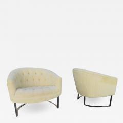 Milo Baughman Wonderful Pair of Milo Baughman Style Tufted Barrel Back Chrome Tub Chairs - 1362869