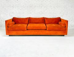 Milo Baughman for Directional Tuxedo Sofa in Orange Velvet 1960 - 4308528
