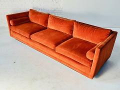 Milo Baughman for Directional Tuxedo Sofa in Orange Velvet 1960 - 4308529