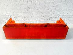Milo Baughman for Directional Tuxedo Sofa in Orange Velvet 1960 - 4308531