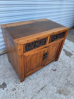 Ming Style 2 Door Wood Cabinet with Carved Drawer - 4215233
