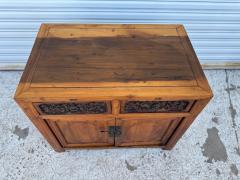Ming Style 2 Door Wood Cabinet with Carved Drawer - 4215273