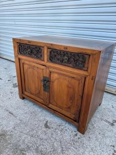 Ming Style 2 Door Wood Cabinet with Carved Drawer - 4215285