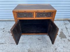 Ming Style 2 Door Wood Cabinet with Carved Drawer - 4215304