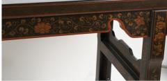 Ming Style Black Chinoiserie Decorated Sofa Console Table - 2247358