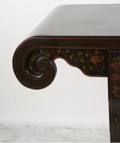 Ming Style Black Chinoiserie Decorated Sofa Console Table - 2247364