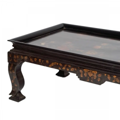 Ming Style Chinoiserie Black Lacquer Coffee Cocktail Table - 4107597