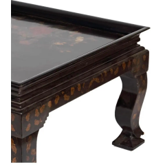 Ming Style Chinoiserie Black Lacquer Coffee Cocktail Table - 4107602