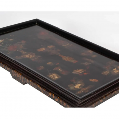 Ming Style Chinoiserie Black Lacquer Coffee Cocktail Table - 4107629
