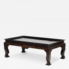 Ming Style Chinoiserie Black Lacquer Coffee Cocktail Table - 4110055