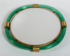 Mini Artisan Murano Blown Green Round Torchere Mirror Contemporary - 4096159