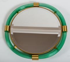 Mini Artisan Murano Blown Green Round Torchere Mirror Contemporary - 4096161