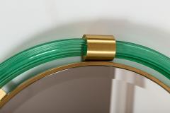 Mini Artisan Murano Blown Green Round Torchere Mirror Contemporary - 4096169
