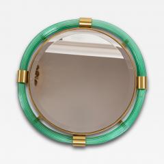 Mini Artisan Murano Blown Green Round Torchere Mirror Contemporary - 4099757