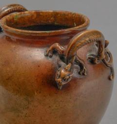 Miniature Bronze Jar with Dragon Handles - 4226352