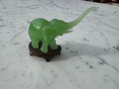 Miniature Jadite Elephant on Wooden Stand - 4519106