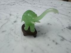 Miniature Jadite Elephant on Wooden Stand - 4519108