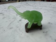Miniature Jadite Elephant on Wooden Stand - 4519118