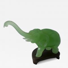 Miniature Jadite Elephant on Wooden Stand - 4521926