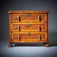 Miniature William and Mary 17th Century Diminutive Olive Oyster Chest C 1690 - 3127590