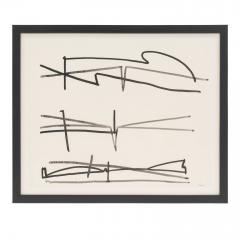 Minimal Black and White Abstract Ink on Paper by Philip Renteria 1973  - 3301923