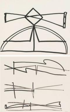 Minimal Black and White Abstract Ink on Paper by Philip Renteria 1973  - 3302588