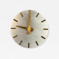 Minimalist Mid Century Wall Clock in Brass and Aluminum - 3959258