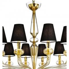 Minimalist Modern Linear Murano Glass Chandelier With Gold Leaf Accents - 4629908