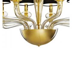 Minimalist Modern Linear Murano Glass Chandelier With Gold Leaf Accents - 4629909