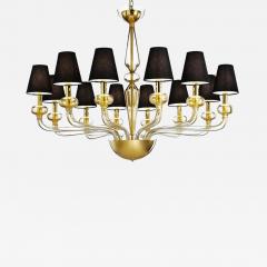 Minimalist Modern Linear Murano Glass Chandelier With Gold Leaf Accents - 4634463