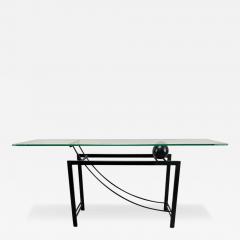 Minimalist Sculptural Geometric Metal Base Console with Marble Glass Top - 3371700