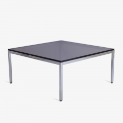Minimalist Square Chrome Cocktail Table with Smoke Glass - 396568