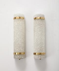 Minimalist pair of 1950s French Textured Resin and Brass Wall Sconces  - 3950915