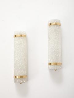 Minimalist pair of 1950s French Textured Resin and Brass Wall Sconces  - 3950916