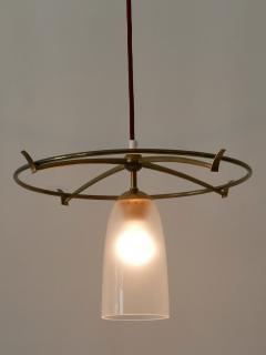 Minimalistic Mid Century Modern Brass Glass UFO Pendant Lamp Germany 1950s - 2205885