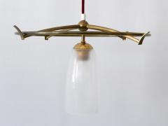 Minimalistic Mid Century Modern Brass Glass UFO Pendant Lamp Germany 1950s - 2205886