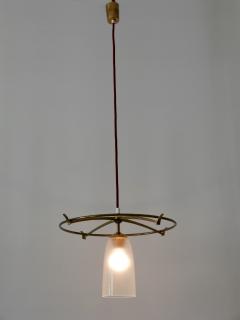 Minimalistic Mid Century Modern Brass Glass UFO Pendant Lamp Germany 1950s - 2205887
