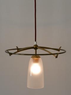 Minimalistic Mid Century Modern Brass Glass UFO Pendant Lamp Germany 1950s - 2205888