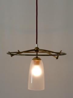 Minimalistic Mid Century Modern Brass Glass UFO Pendant Lamp Germany 1950s - 2205889