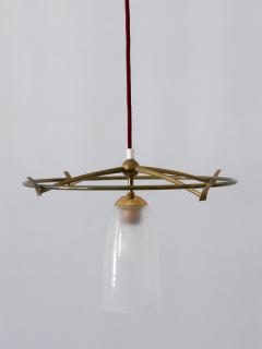 Minimalistic Mid Century Modern Brass Glass UFO Pendant Lamp Germany 1950s - 2205894