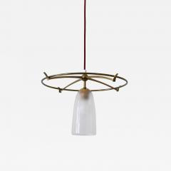 Minimalistic Mid Century Modern Brass Glass UFO Pendant Lamp Germany 1950s - 2213569