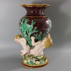 Minton Majolica Marine Vase with Merboys - 3612262